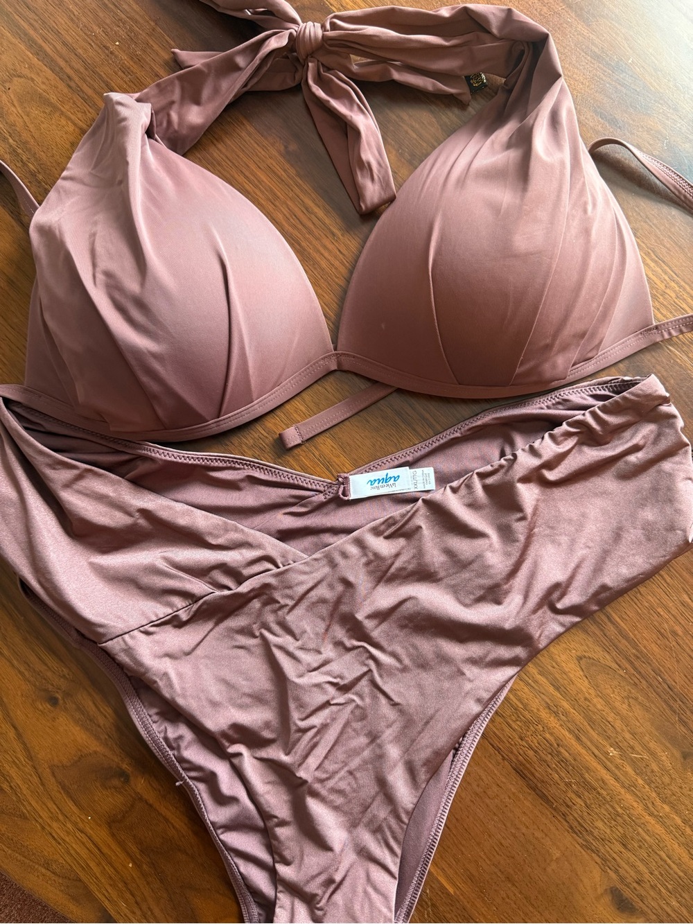 Convertible Twist-Front Triangle Bikini Top & Tie-Side Bottom - Brown XXL/XL - Picture 2 of 3